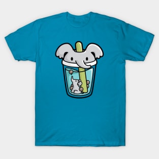 Bubble Tea with White Cute Kawaii Elephant Inside T-Shirt